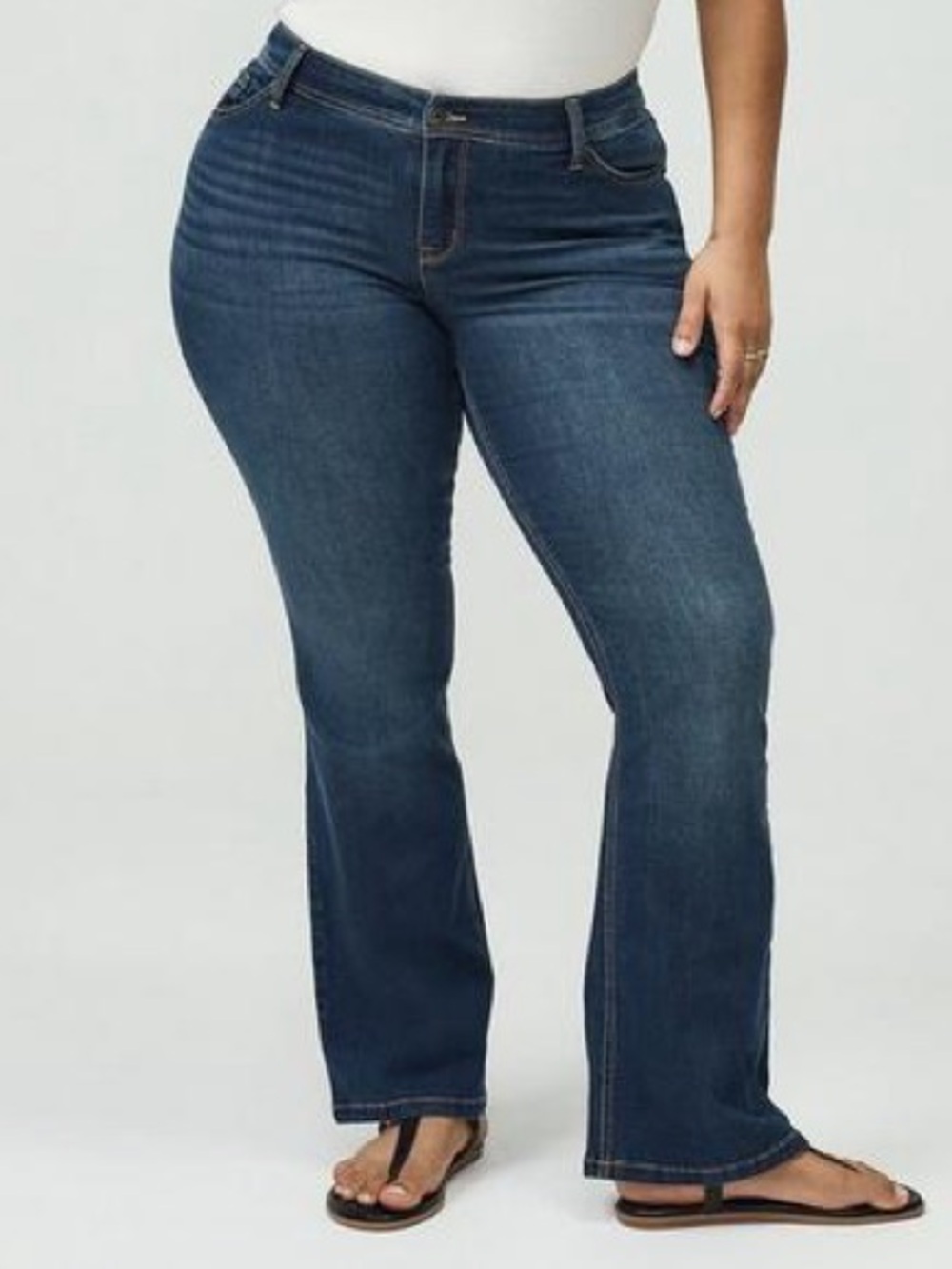 Torrid Luxe Slim Bootcut Jeans Size 24 Medium Wash High Stretch Mid Rise